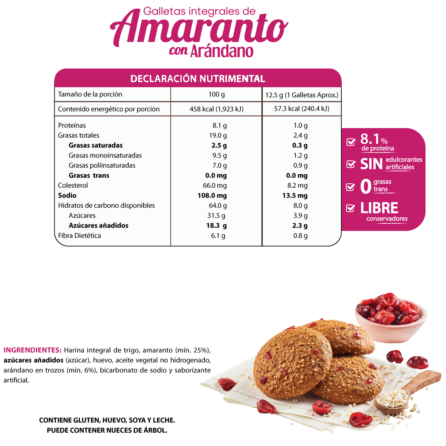Galletas de Amaranto con Arándanos 100g