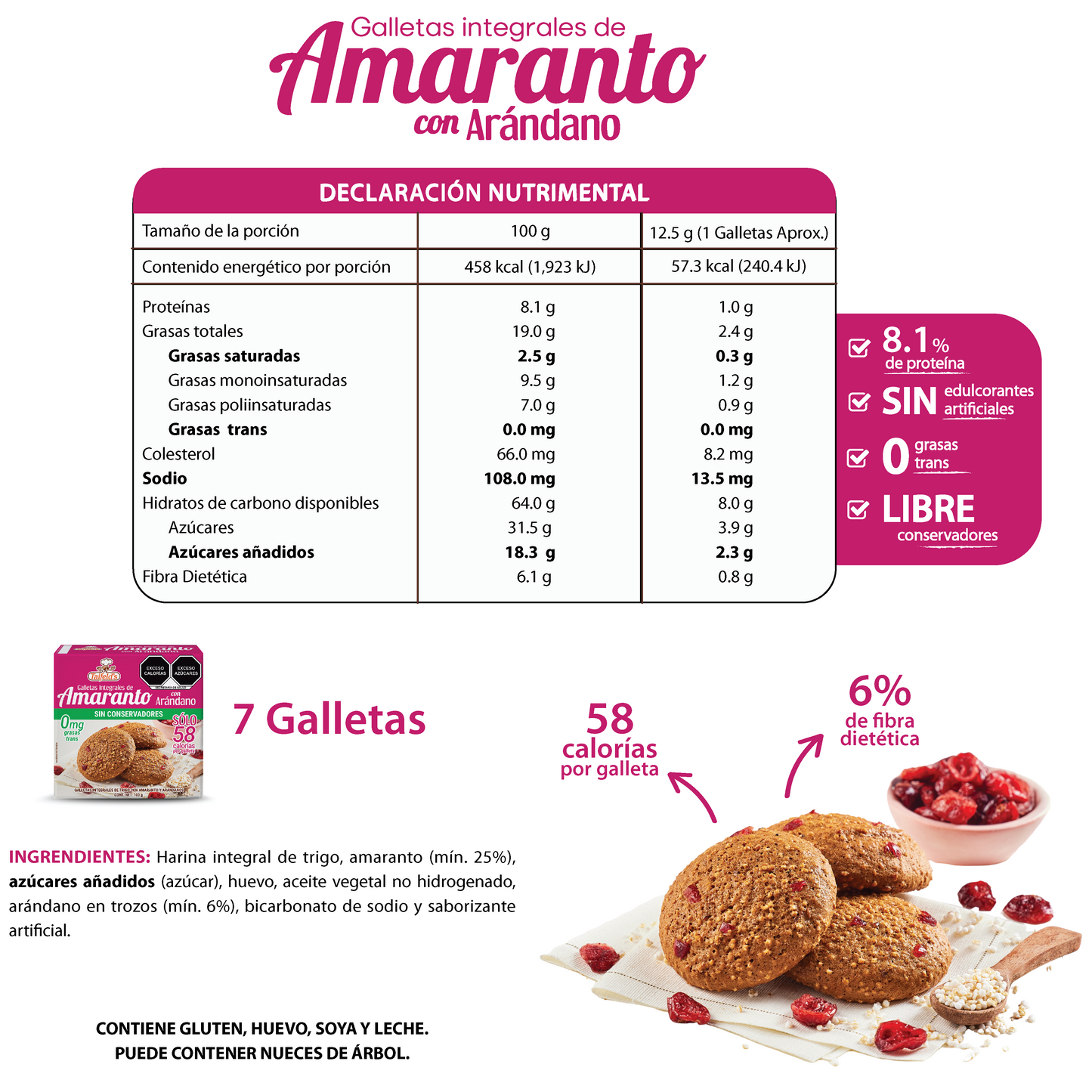 Galletas de Amaranto con Arándanos 100g