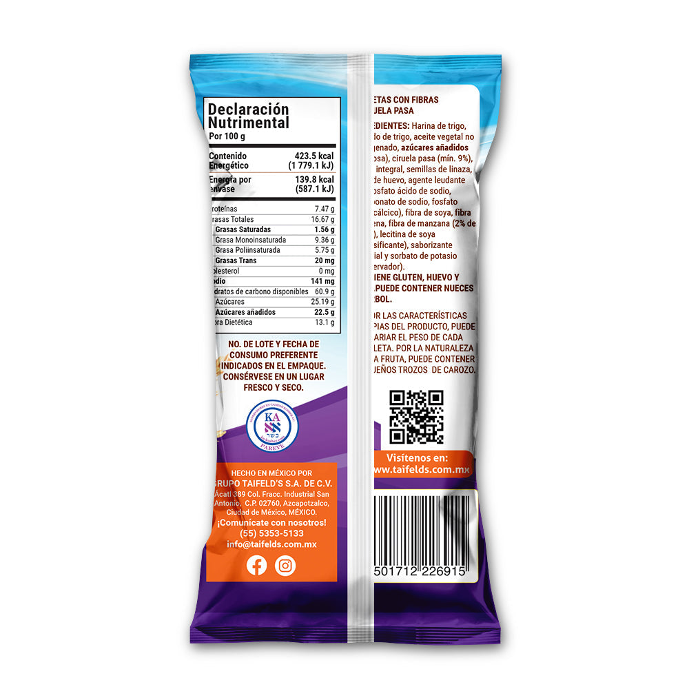 Fiber Cookies con Ciruela Pasa Display (10 paquetes de 33g)