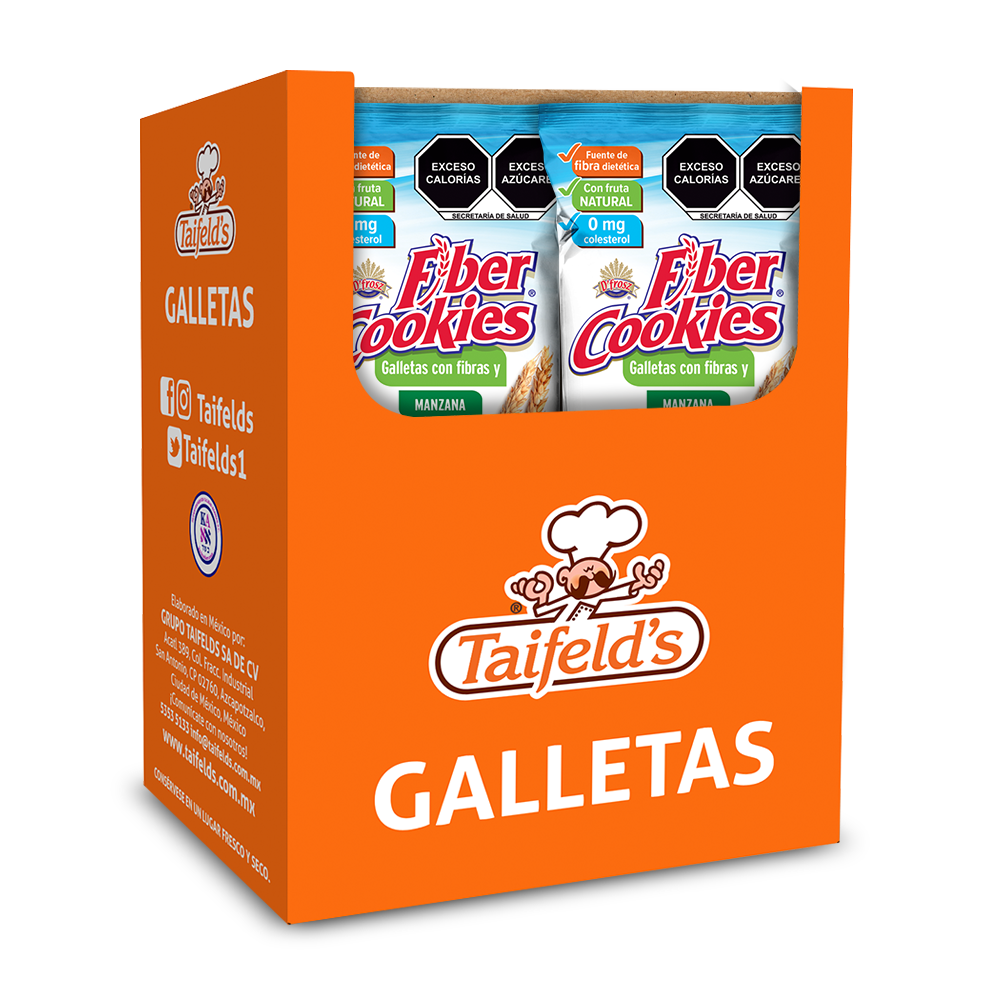 Fiber Cookies con Manzana Display (10 paquetes de 33g)