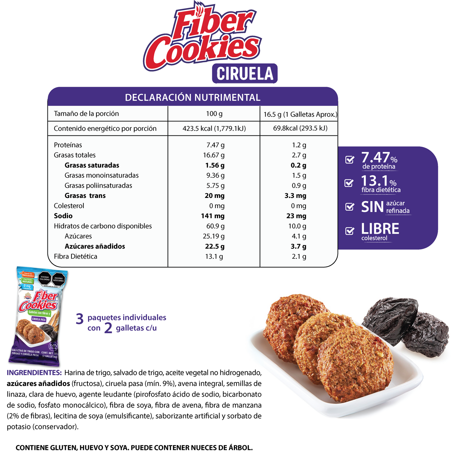 Fiber Cookies con Arándano y Ciruela Pasa 190g
