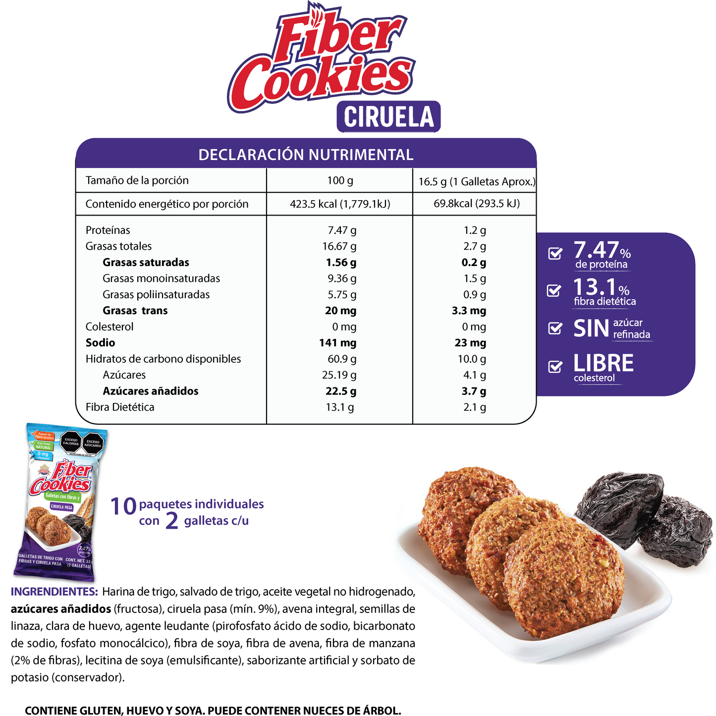 Fiber Cookies (Manzana, Ciruela y Arándano) 960g