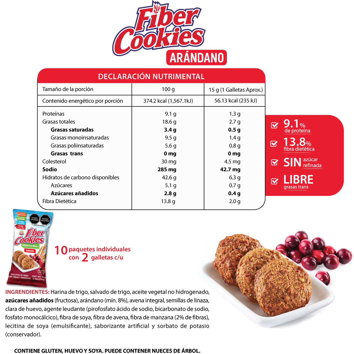 Fiber Cookies (Manzana, Ciruela y Arándano) 960g