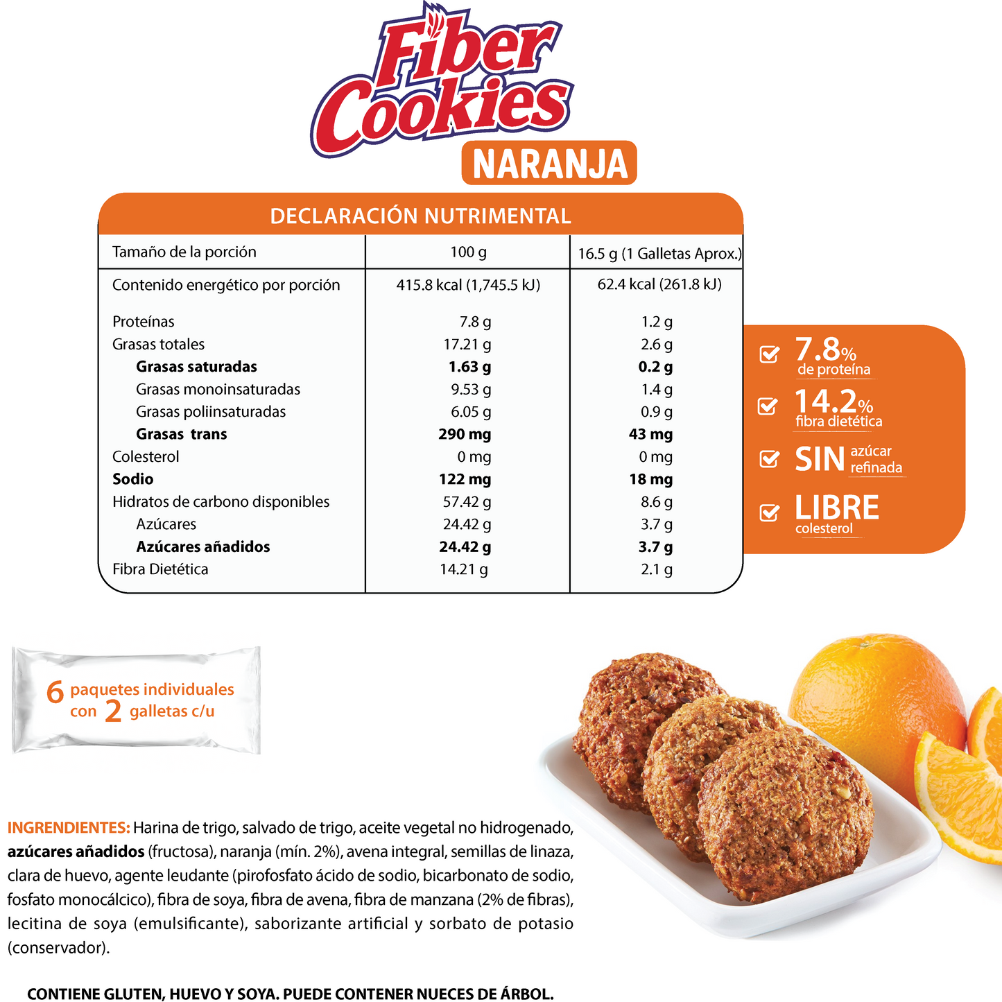 Fiber Cookies con Naranja 190g