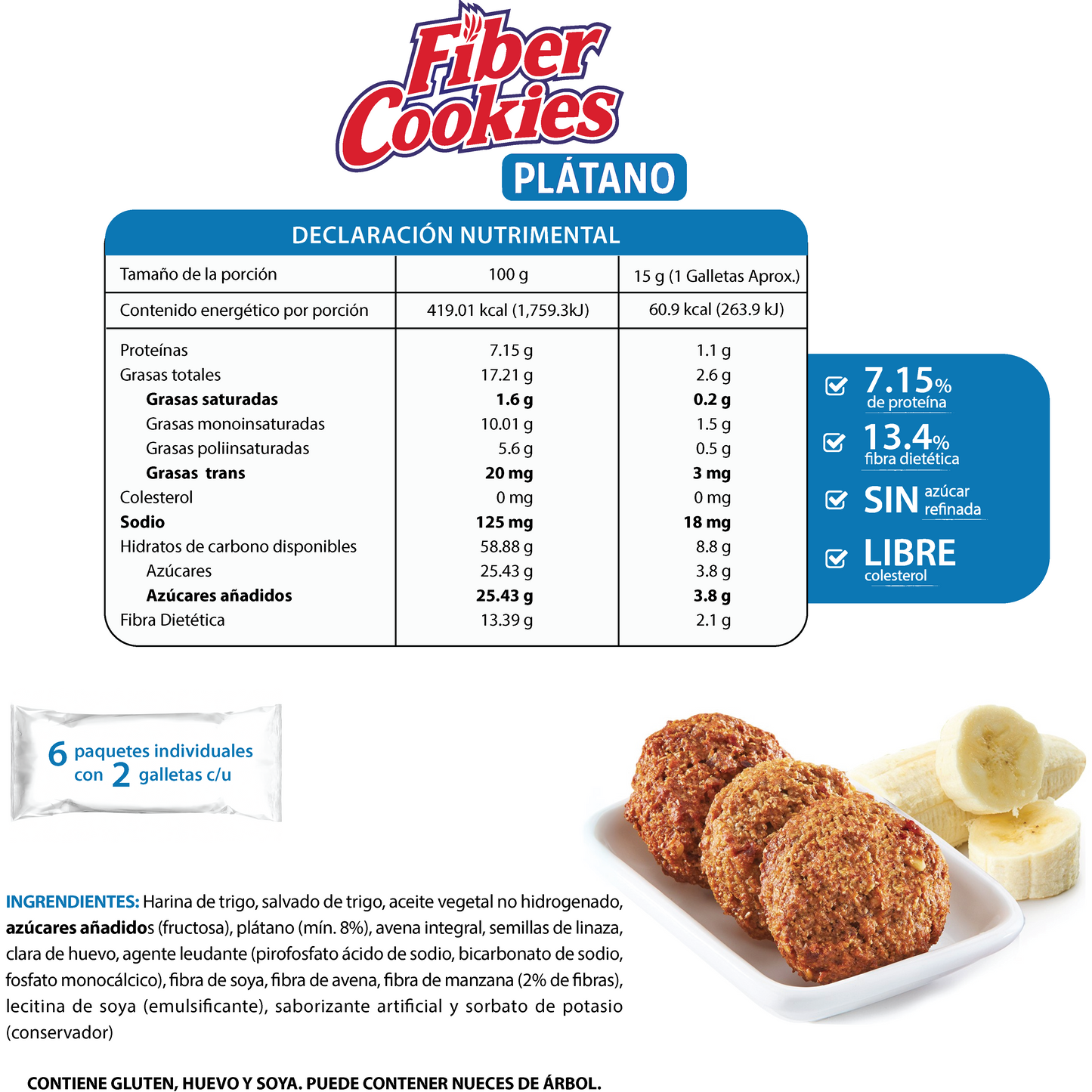 Fiber Cookies con Plátano 190g