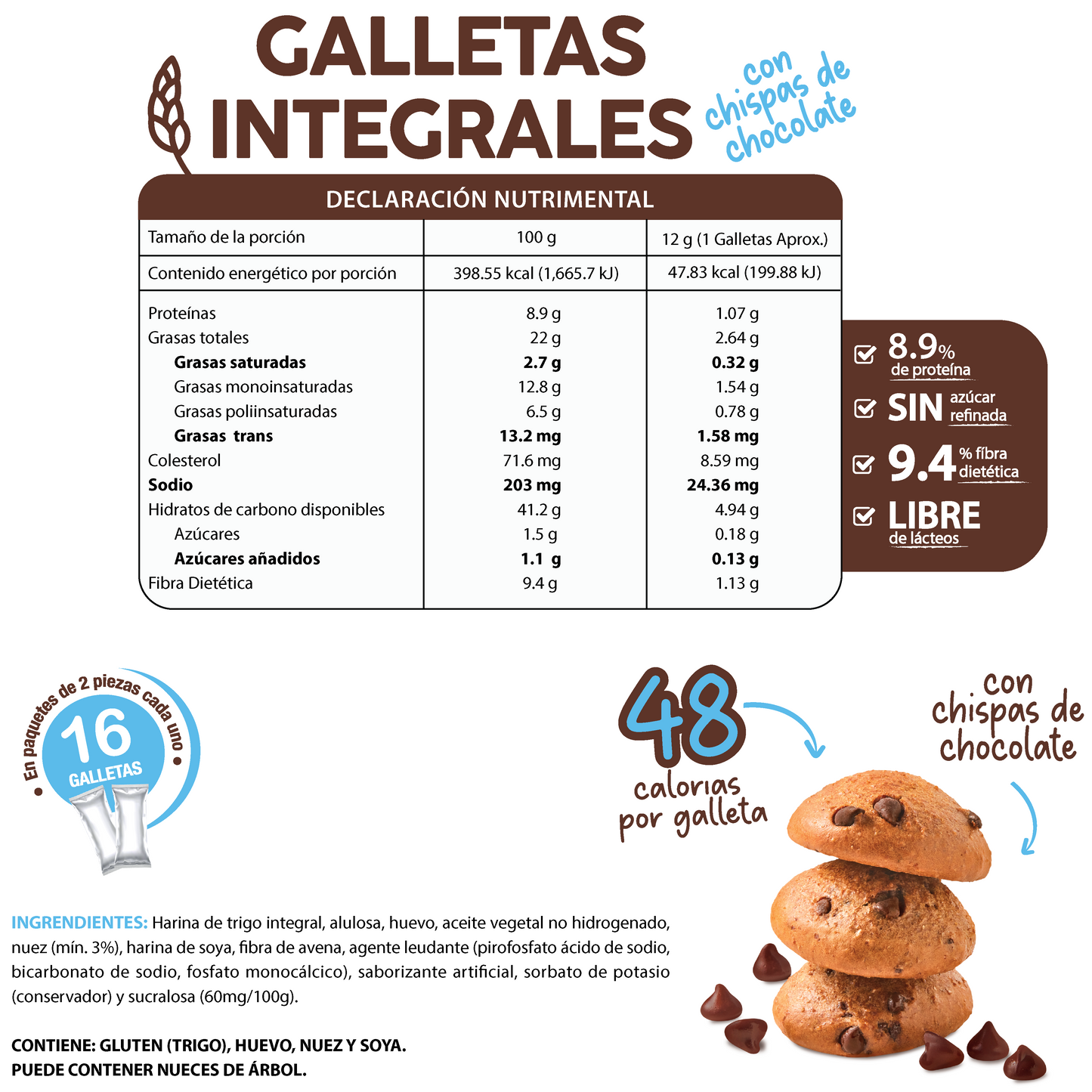 Galletas Integrales con Chispas de Chocolate 200g