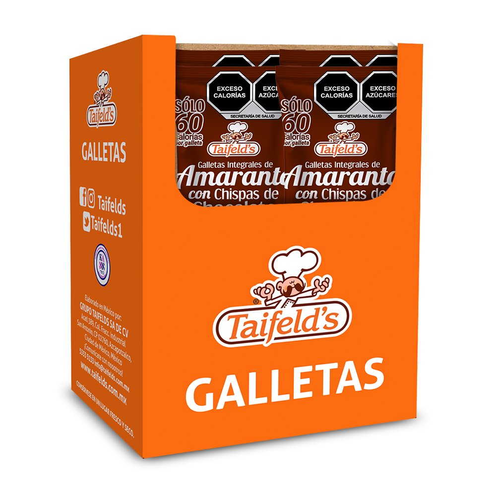 Galletas de Amaranto con Chispas de Chocolate Display (10 paquetes de 38g)