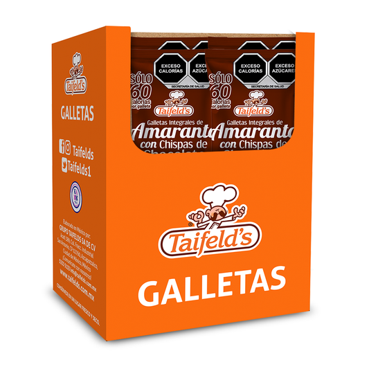 Galletas de Amaranto con Chispas de Chocolate Display (10 paquetes de 38g)