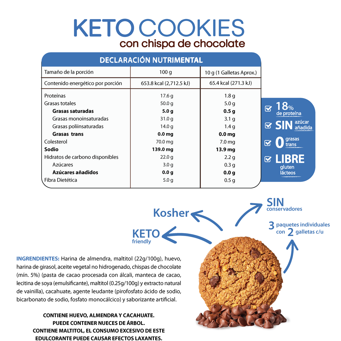 Keto Cookies Mix (Nuez, Almendra y Chispa) 180g