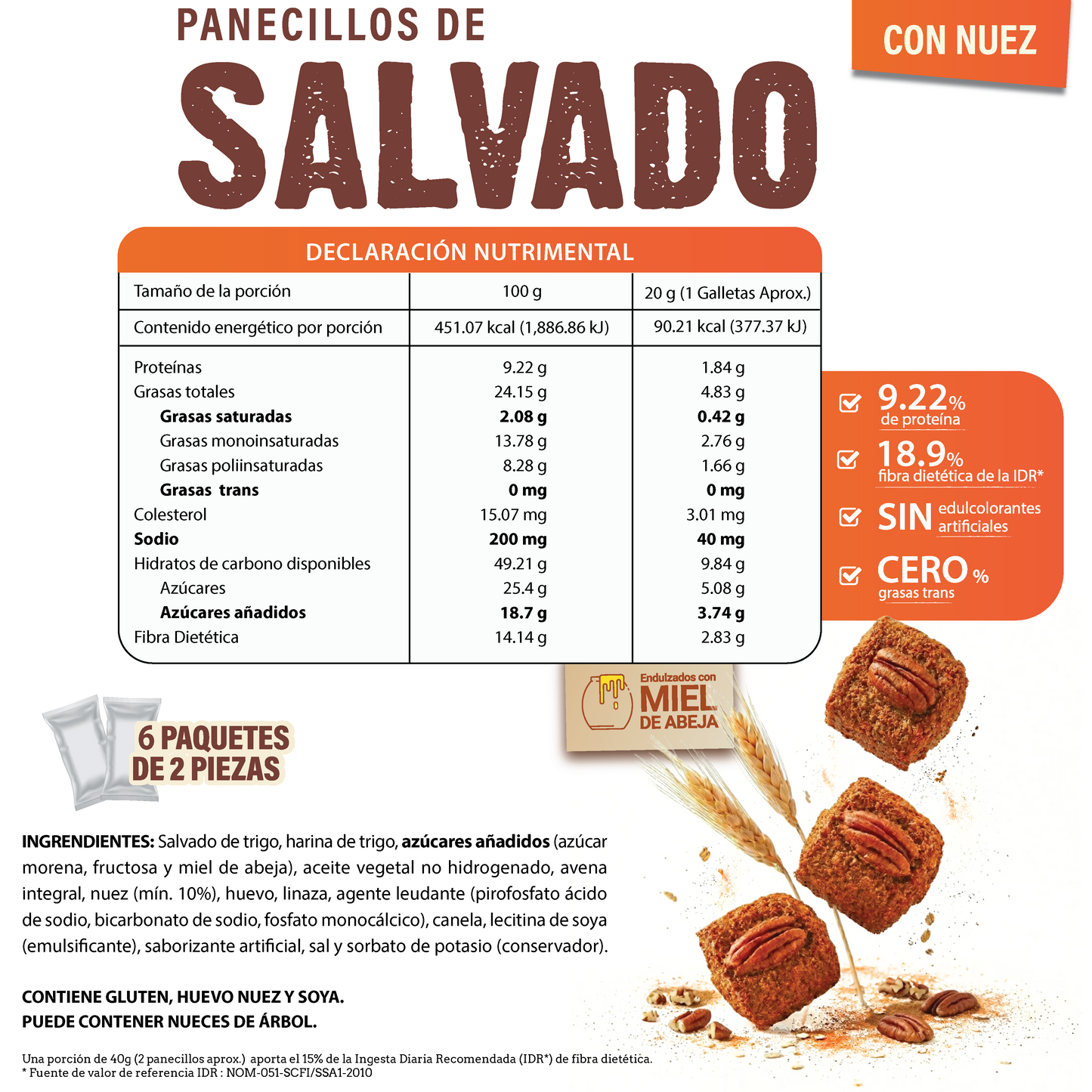 Panecillos de Salvado con Nuez 240g