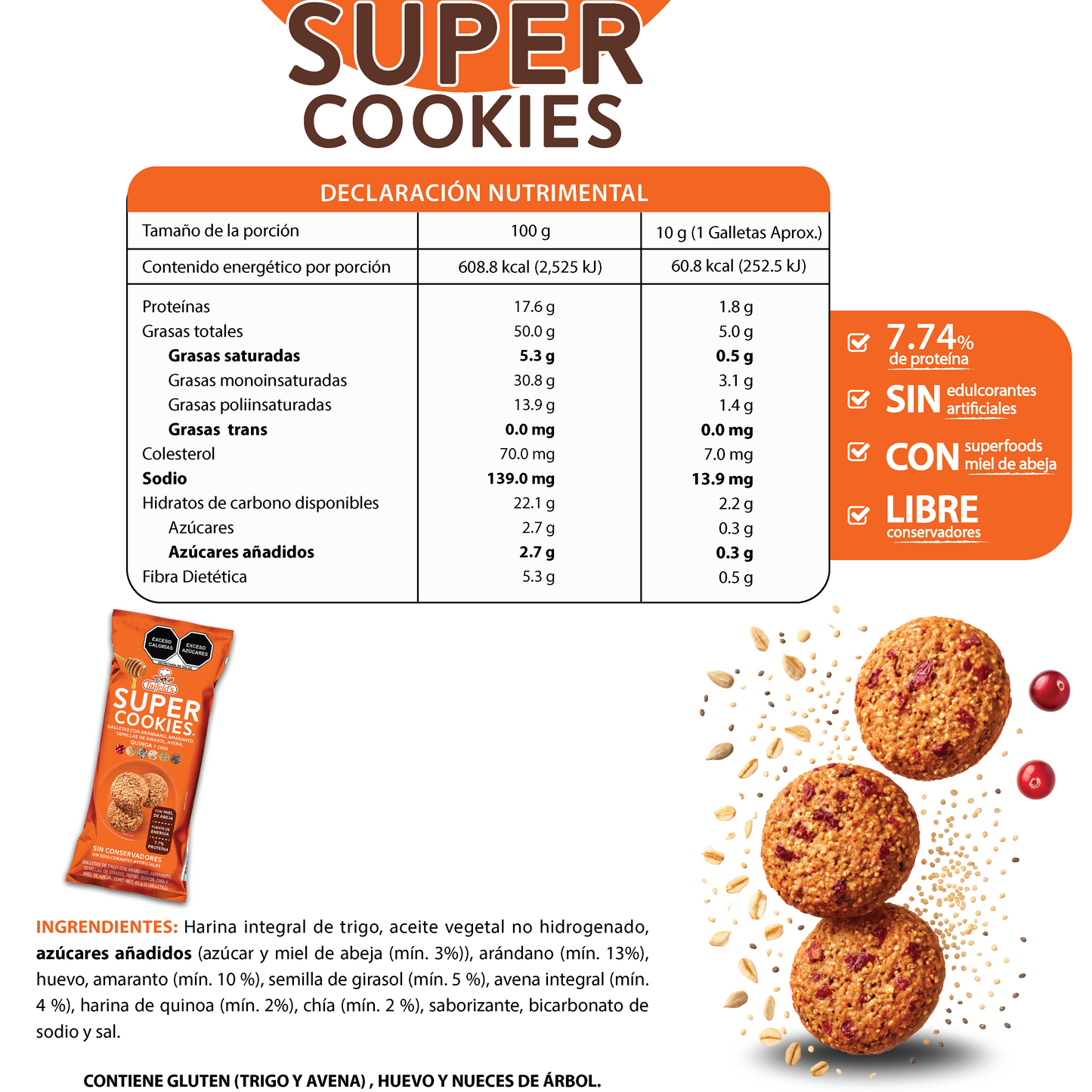 Super Cookies Quinoa 45g (3 Galletas)