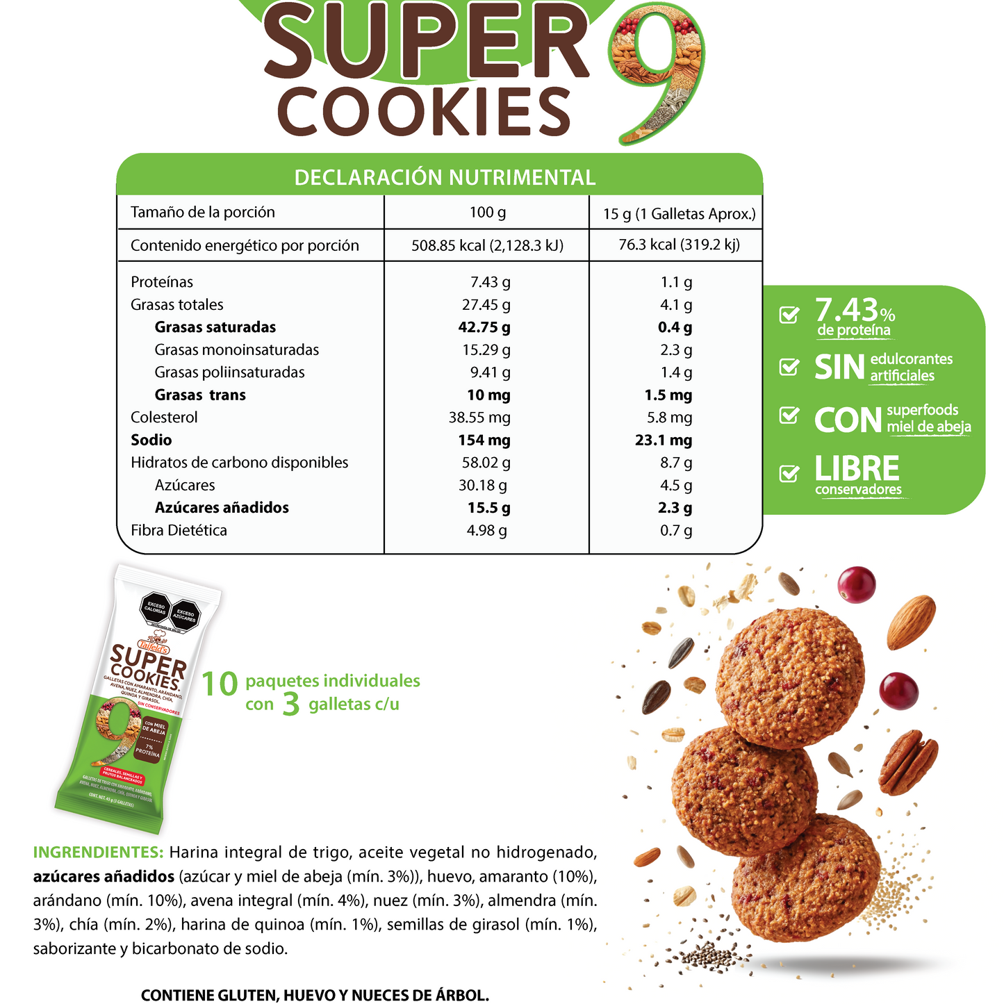 Super Cookies 9 Display (10 paquetes de 45g)