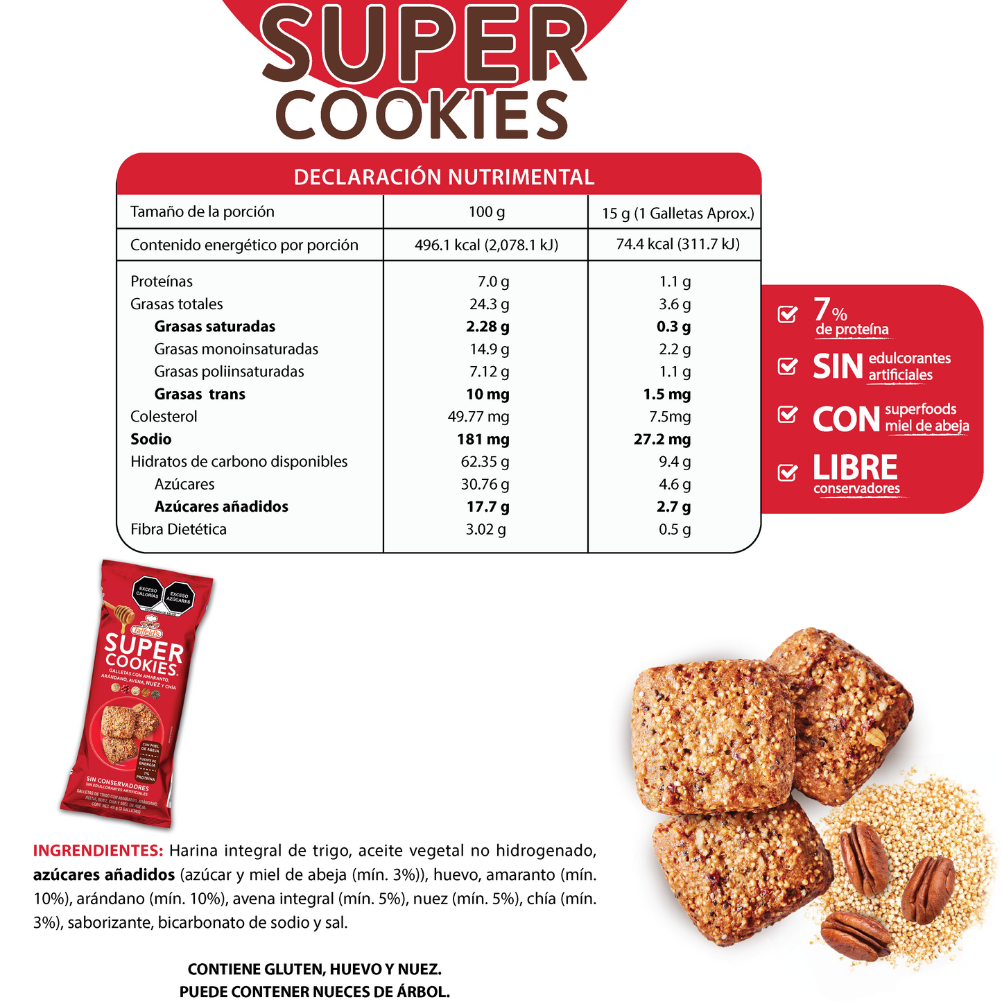Super Cookies Nuez 45g (3 Galletas)