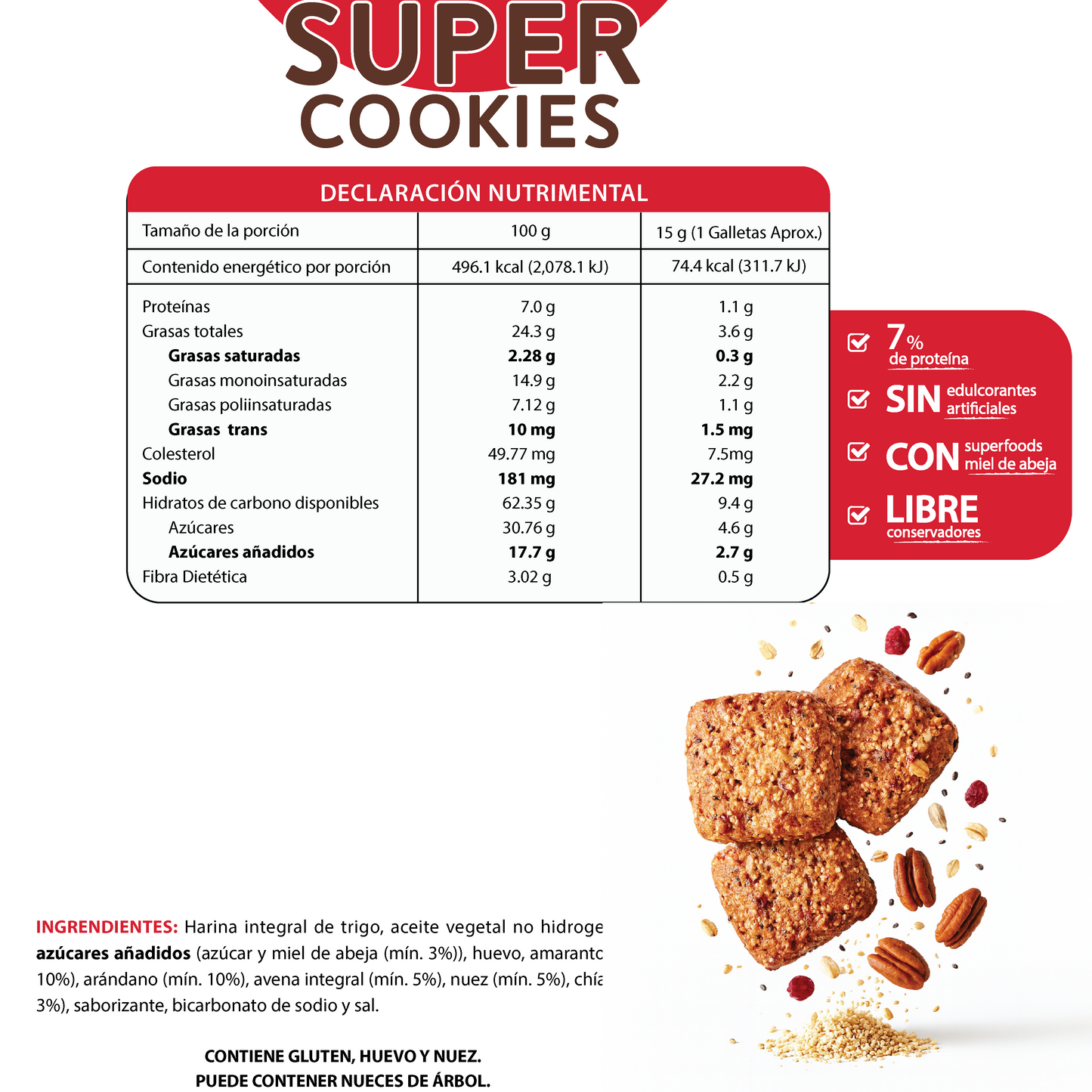 Super Cookies Nuez 90g
