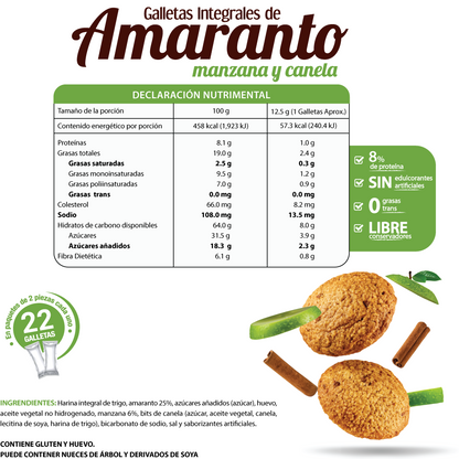 Galletas de Amaranto Mix (Frutos Rojos y Manzana Canela) 540g