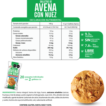 Galletas de Avena con Nuez 600g