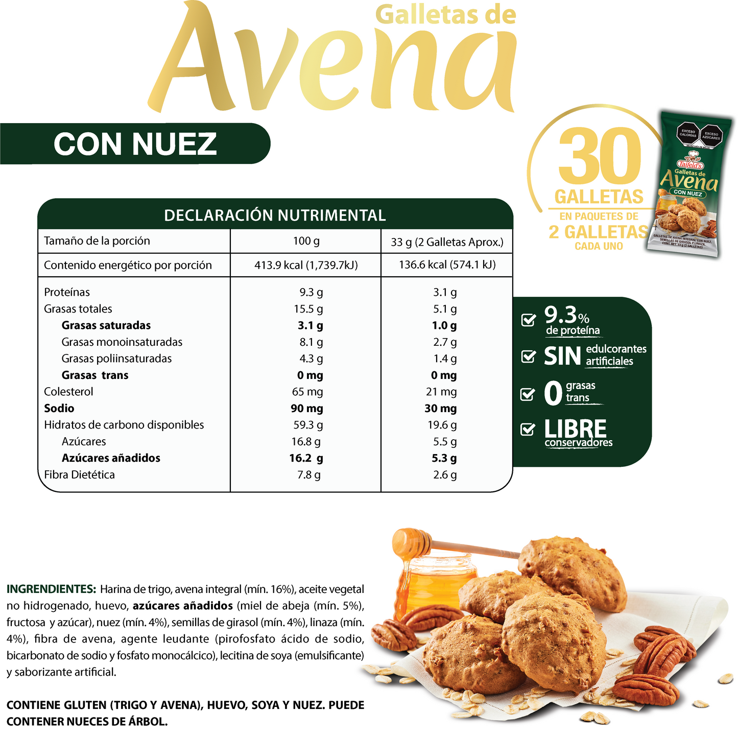Galletas de Avena Mix (Natural y Nuez) 1kg