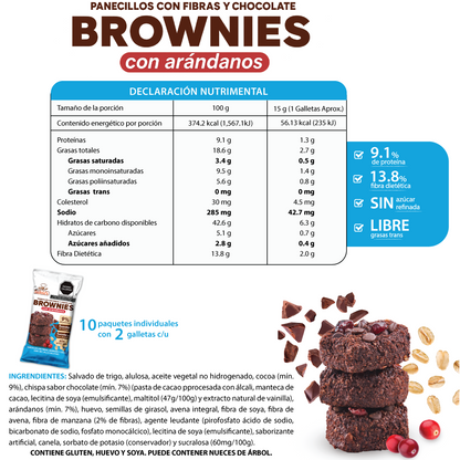 Brownies de Chocolate con Arándanos Display (10 paquetes de 30g)
