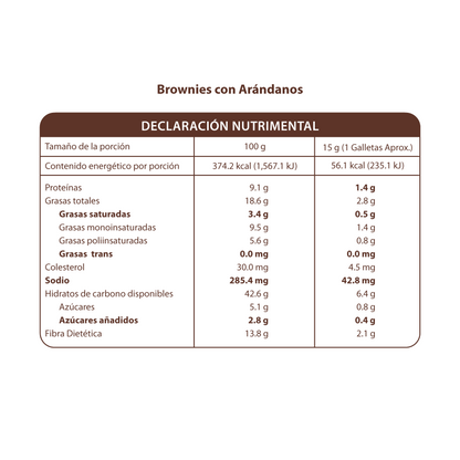 Brownies de Chocolate con Arándanos 30g (2 Galletas)