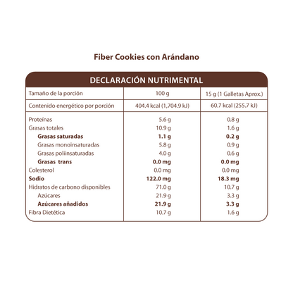 Fiber Cookies con Arándano y Ciruela Pasa 190g
