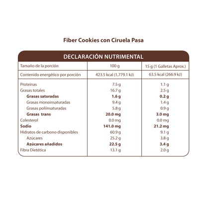 Fiber Cookies con Ciruela Pasa Display (10 paquetes de 33g)