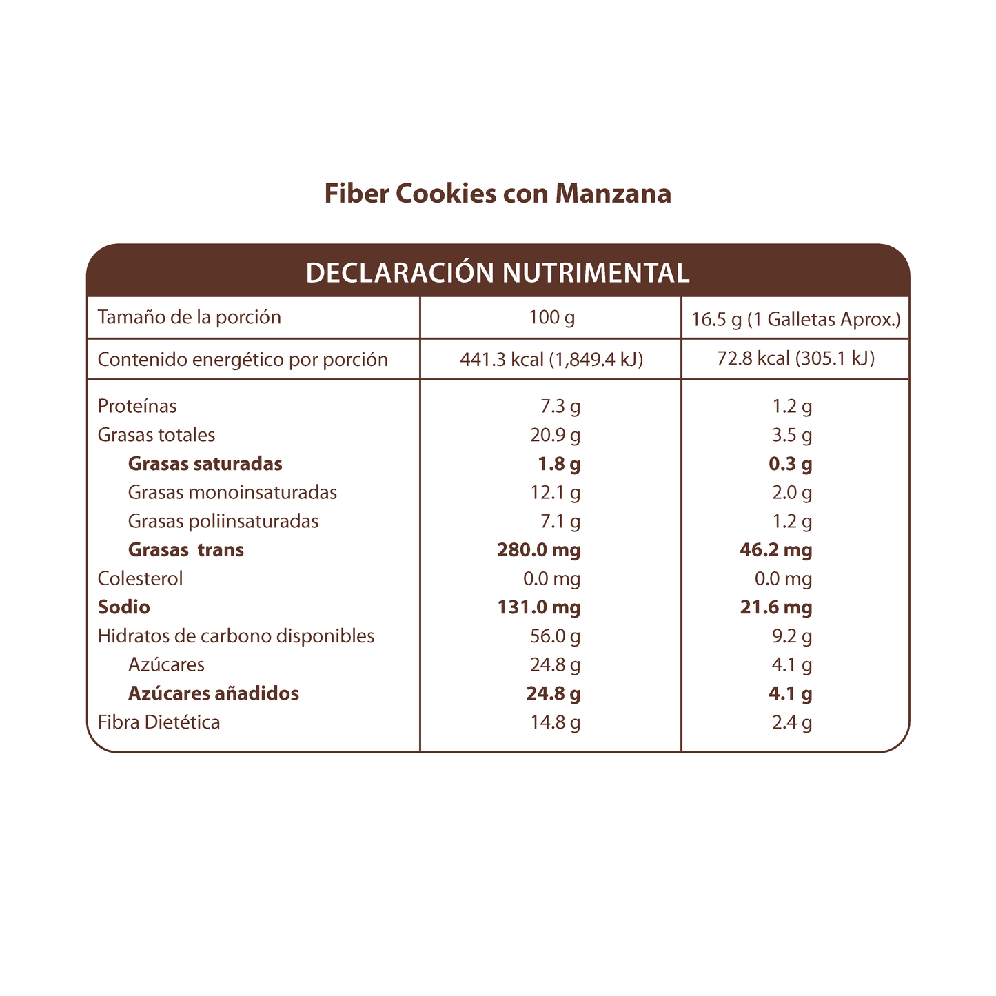 Fiber Cookies con Manzana 33g (2 Galletas)