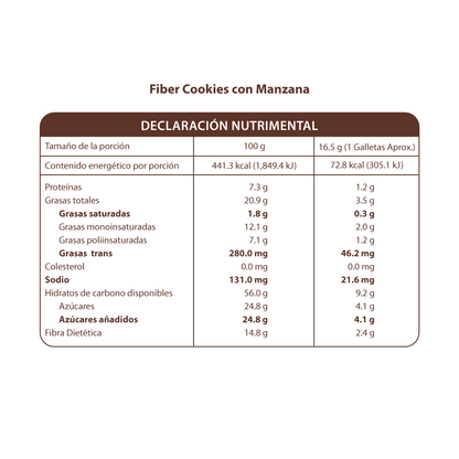 Fiber Cookies con Manzana 33g (2 Galletas)