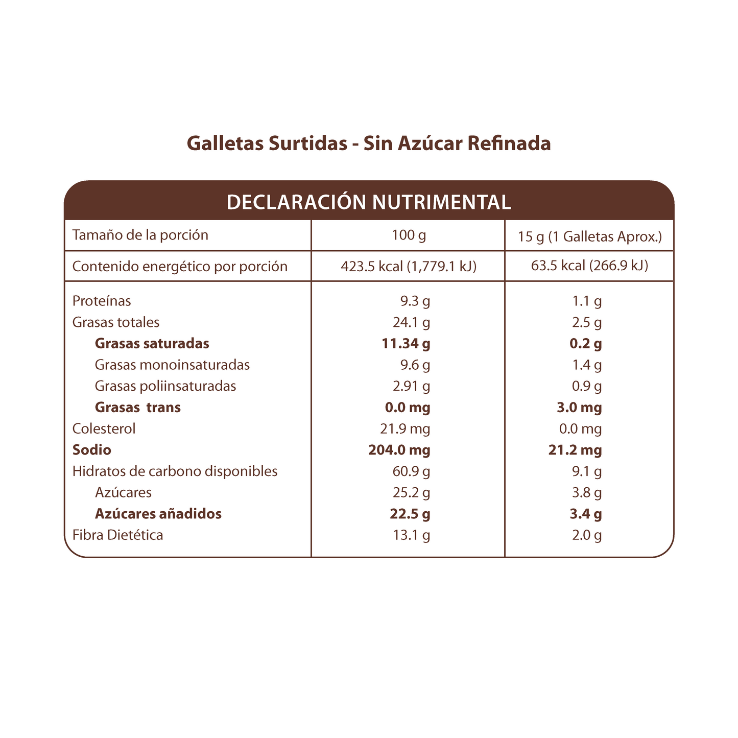 Galletas Surtidas - Sin Azúcar Refinada 250g