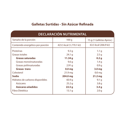 Galletas Surtidas - Sin Azúcar Refinada 250g