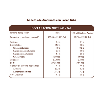Galletas de Amaranto con Cacao Nibs 508g