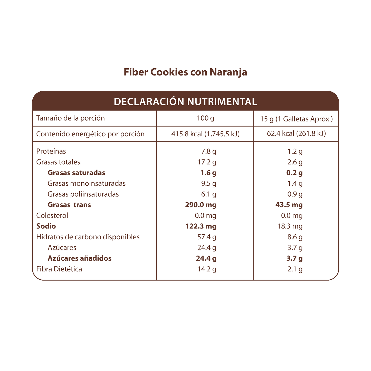 Fiber Cookies con Naranja 190g