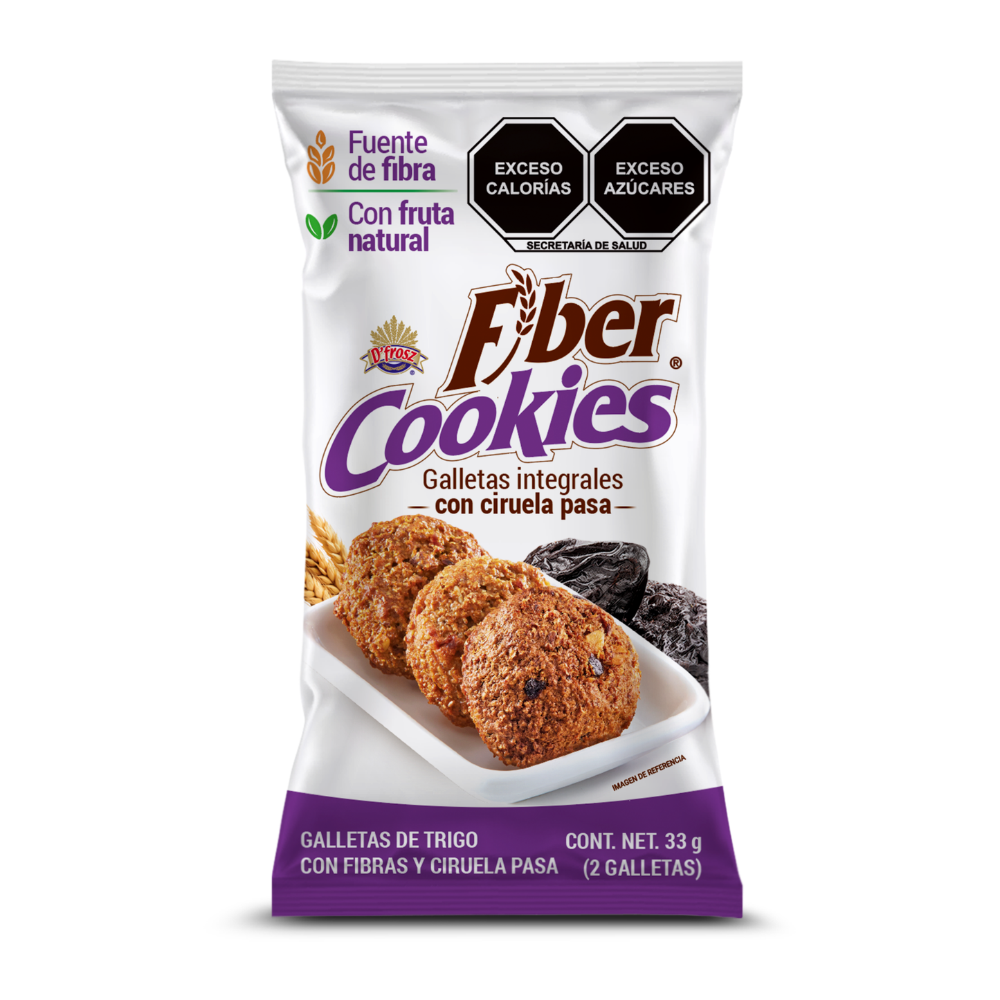 Fiber Cookies con Ciruela Pasa Display (10 paquetes de 33g)