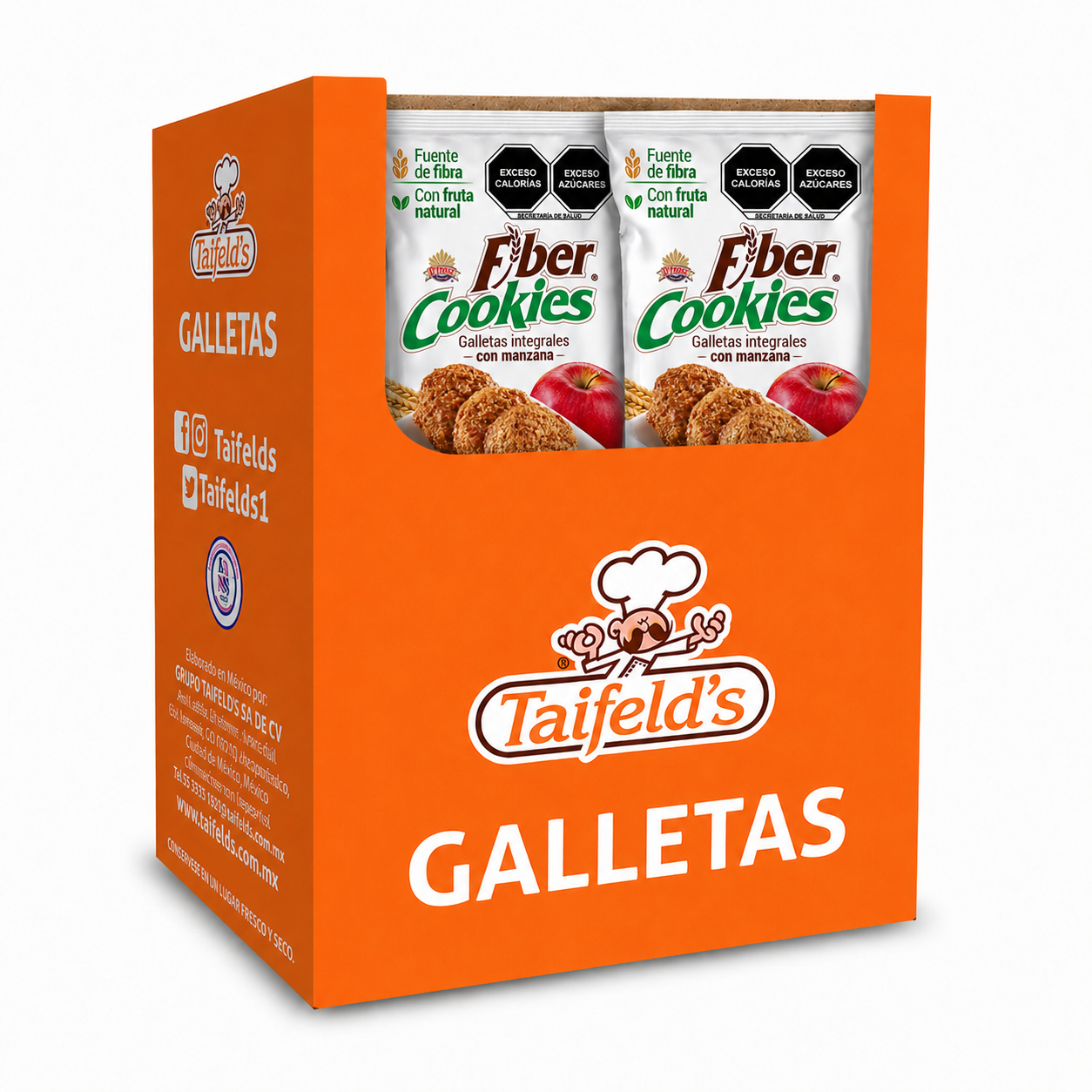 Fiber Cookies con Manzana Display (10 paquetes de 33g)