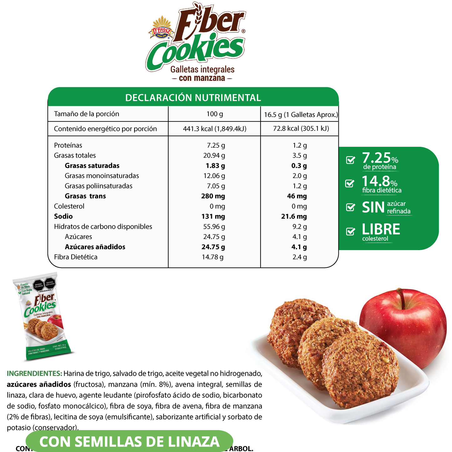 Fiber Cookies (Manzana, Ciruela y Arándano) 960g