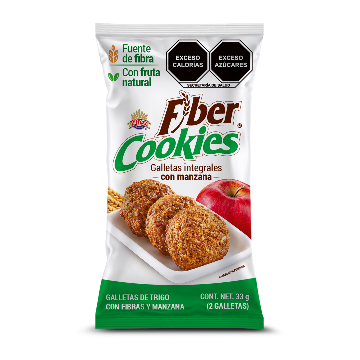 Fiber Cookies con Manzana Display (10 paquetes de 33g)