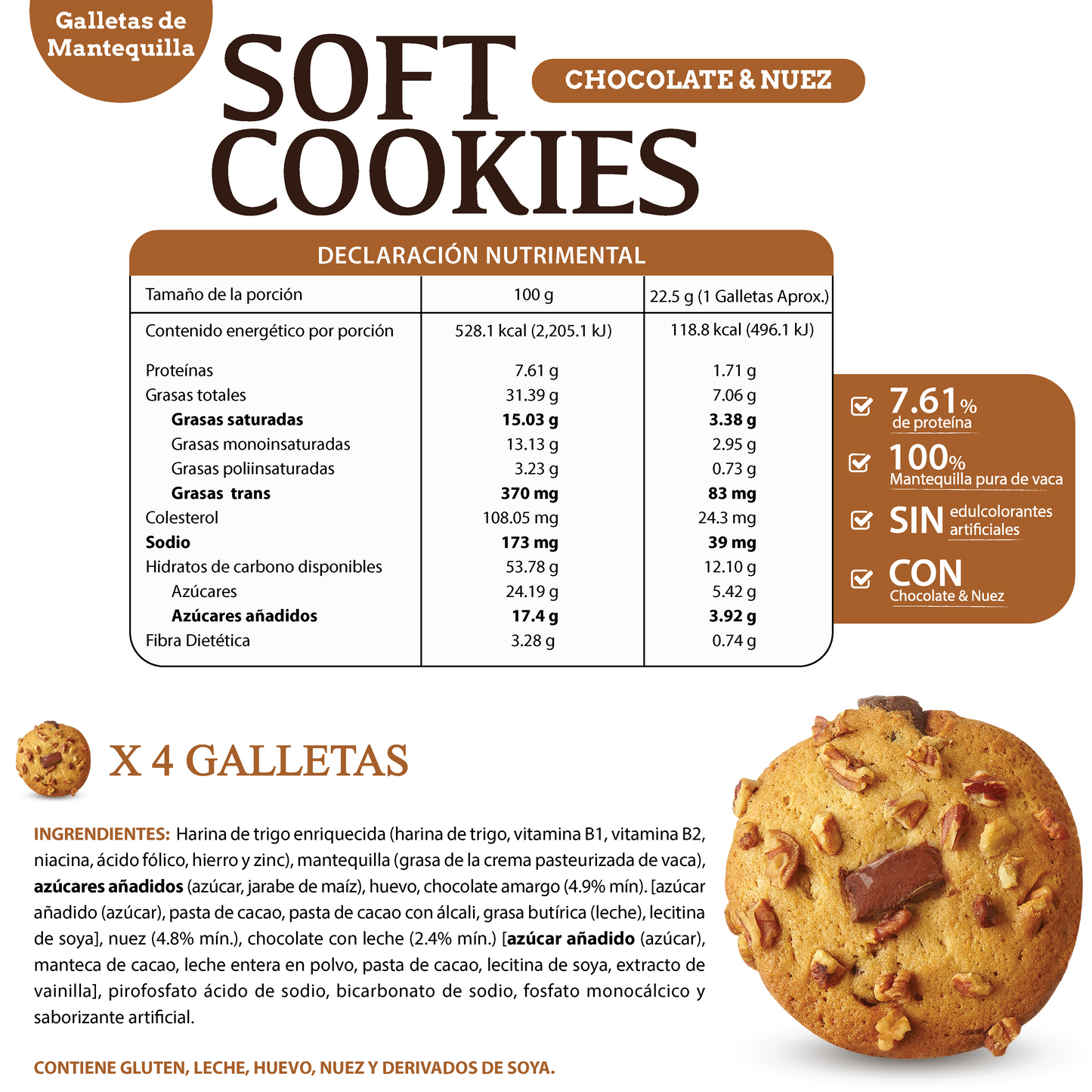 Galletas de Mantequilla - ChocoNuez 90g