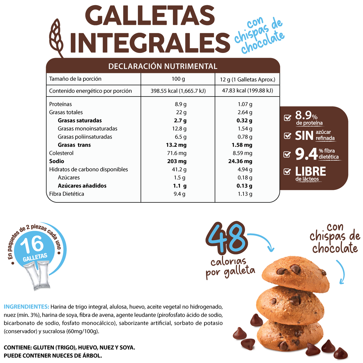 Galletas Integrales con Chispas de Chocolate 200g – Galletas Taifelds