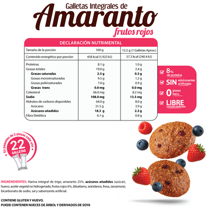 Galletas de Amaranto Mix (Frutos Rojos y Manzana Canela) 540g