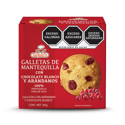 Galletas de Mantequilla - Chocolate Blanco y Arándanos 90g