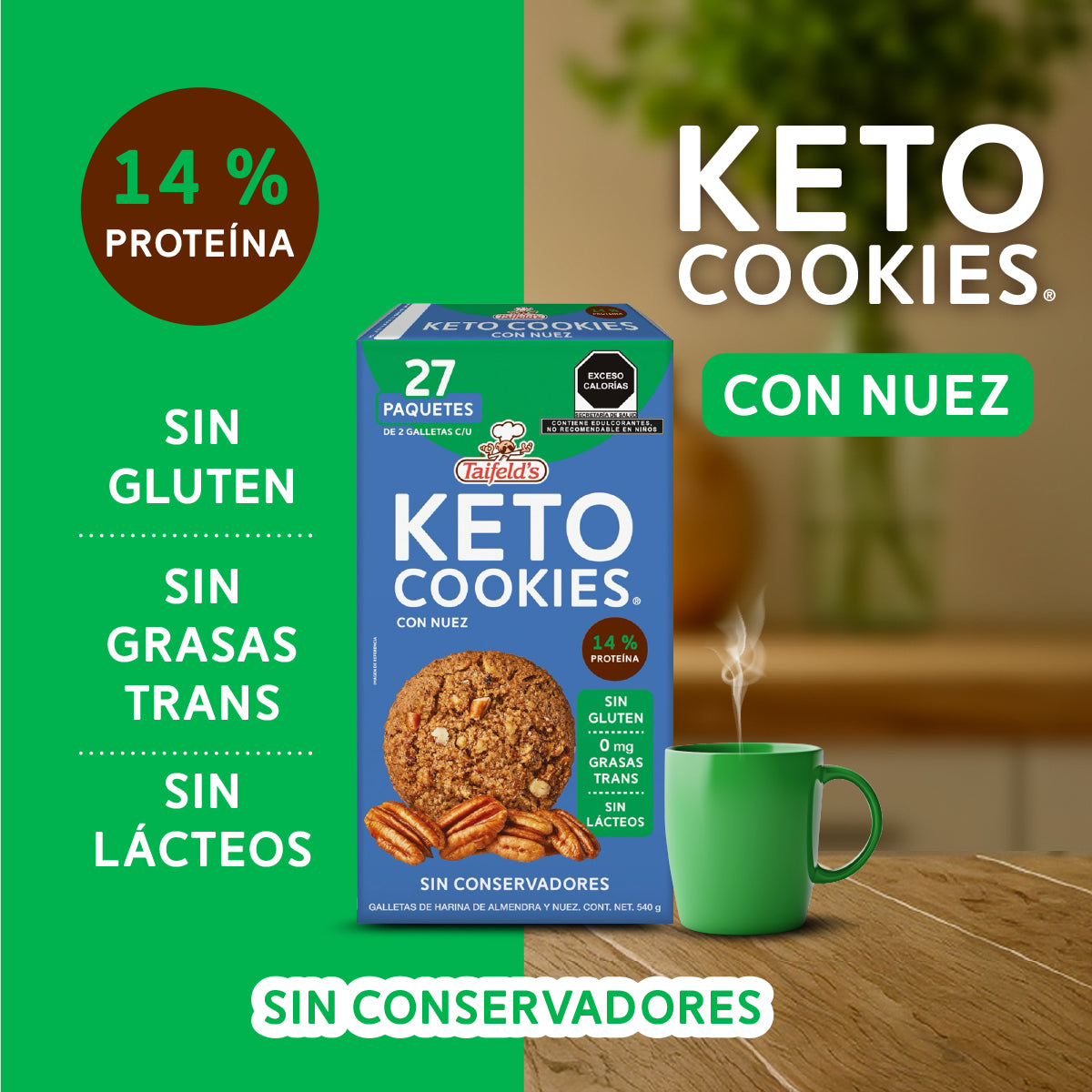 Keto Cookies con Nuez 480g