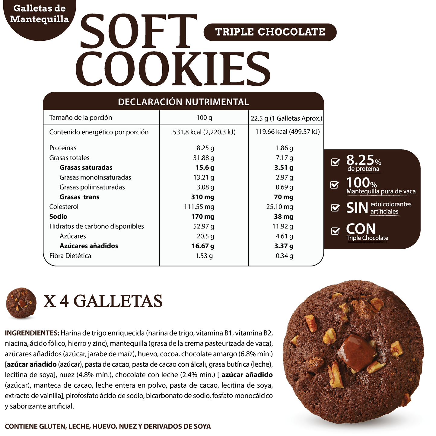 Galletas de Mantequilla - Triple Chocolate 90g