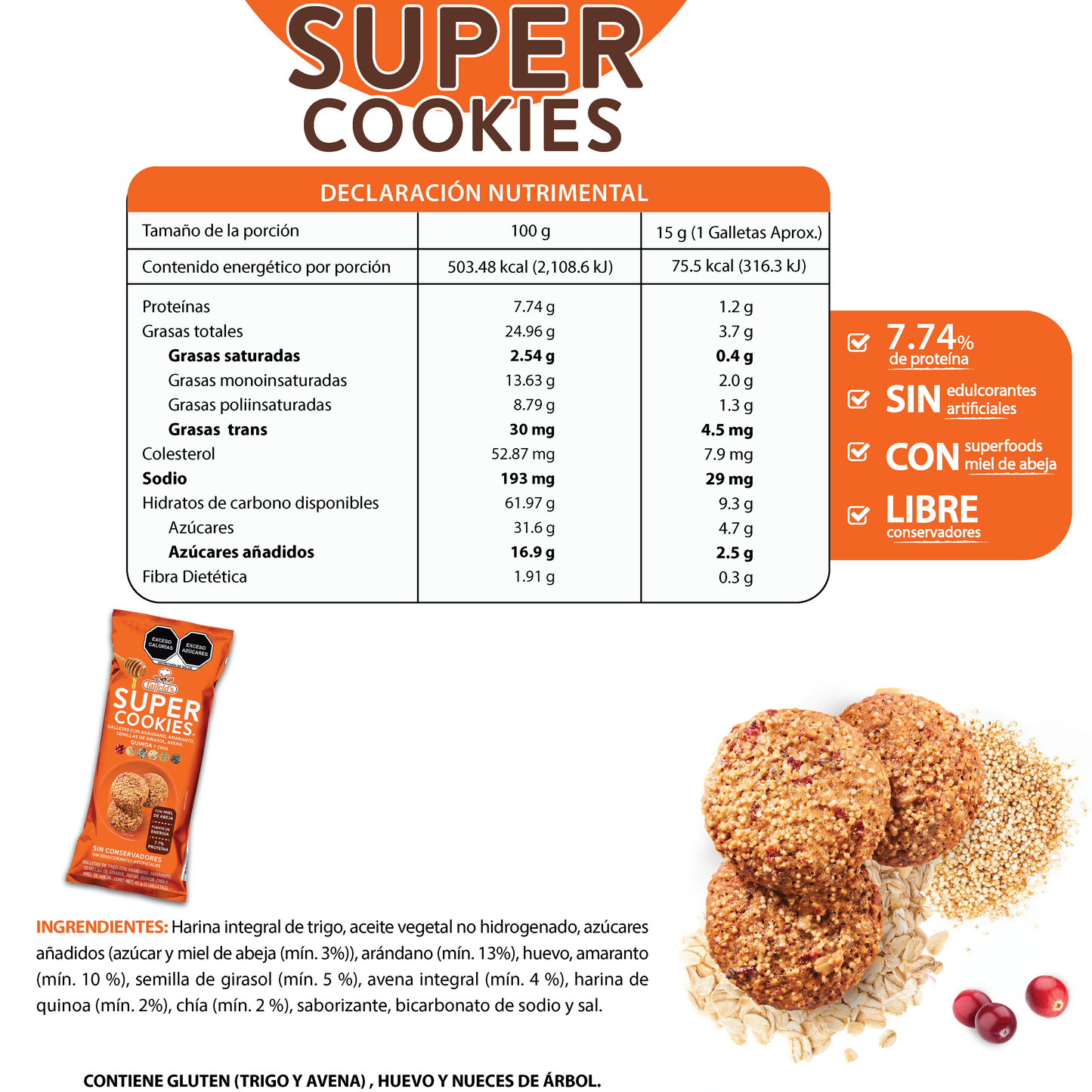 Super Cookies Quinoa 45g (3 Galletas)