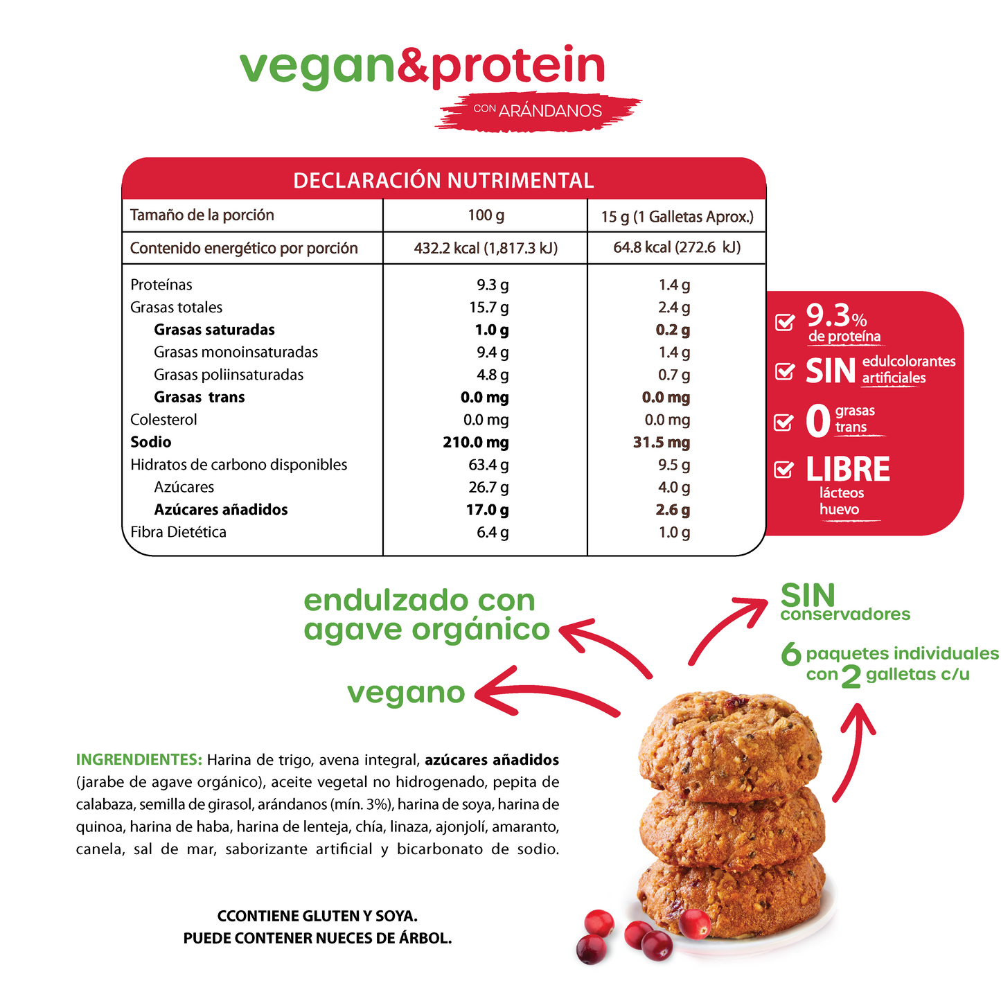 Vegan & Protein Cookies con Arándanos 170g