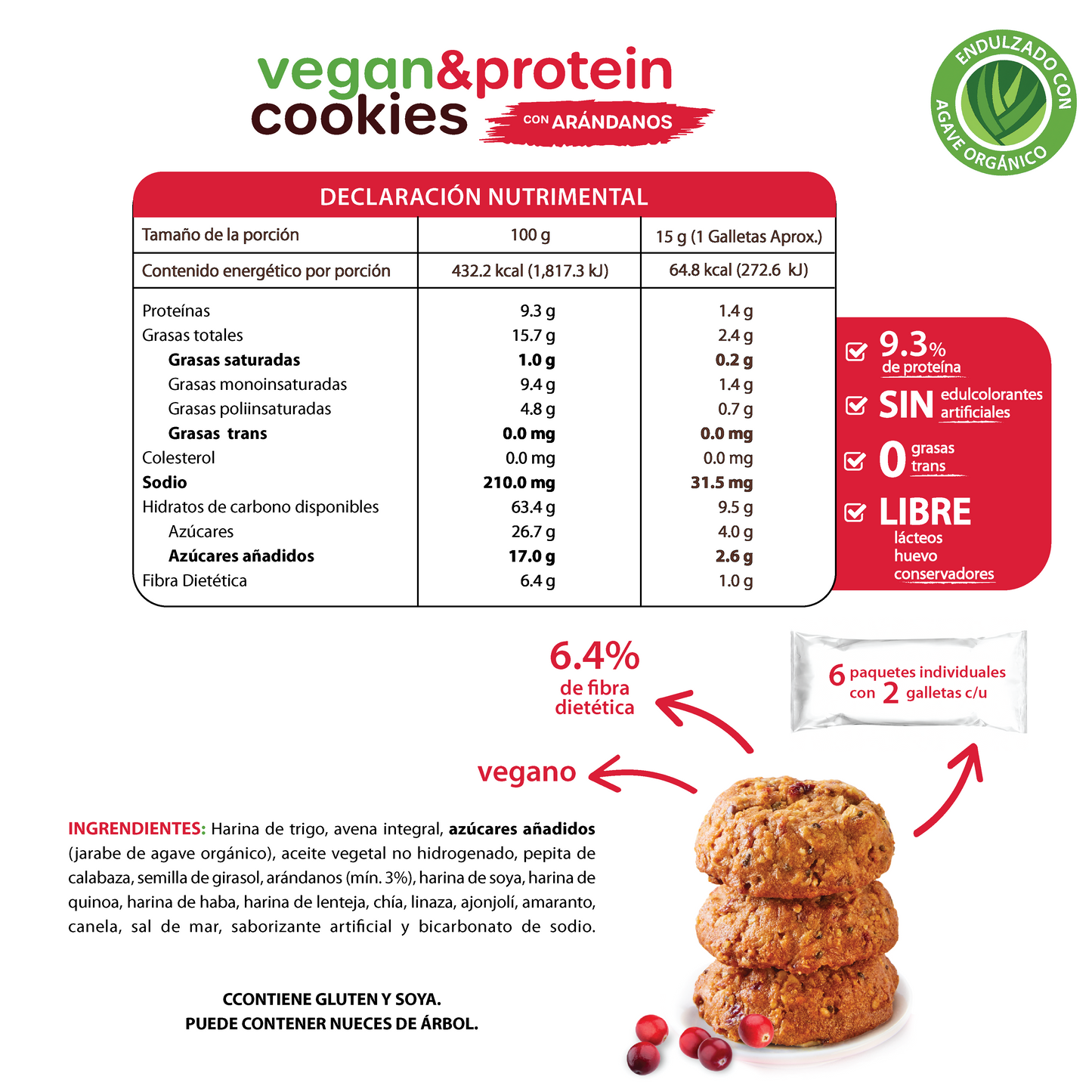 Vegan & Protein Cookies con Arándanos 170g