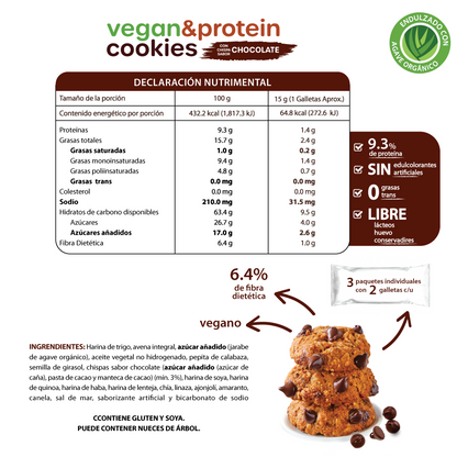 Vegan & Protein Cookies con Chispas sabor Chocolate 90g
