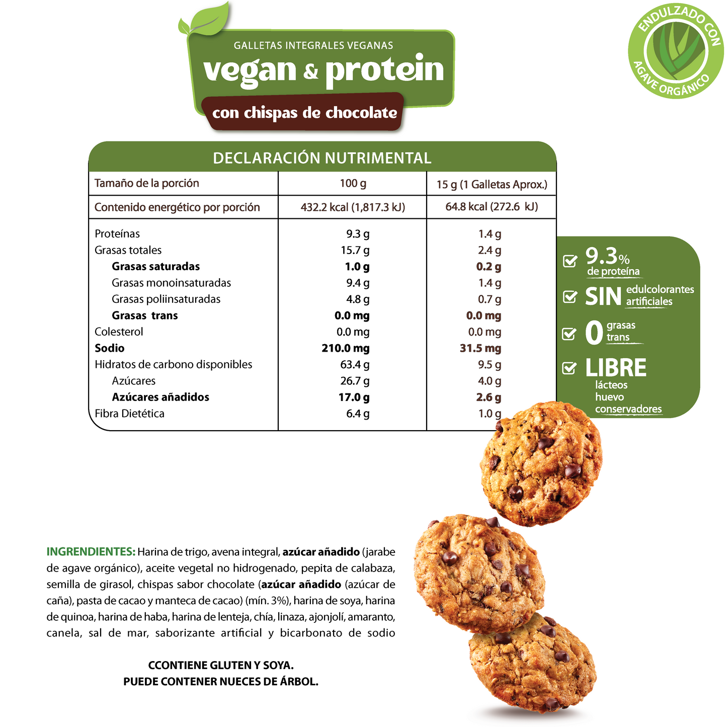 Vegan & Protein Cookies con Chispas sabor Chocolate 90g
